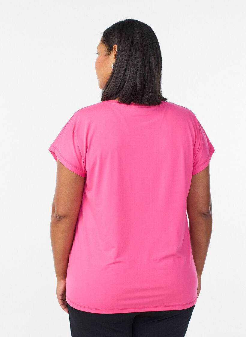 Ensfarvet tr&aelig;nings t-shirt, Lyser&oslash;d, Model image number 2