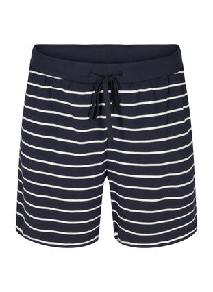 Løse bomulds shorts med striber, Night Sky w. Egret, Packshot image number 0