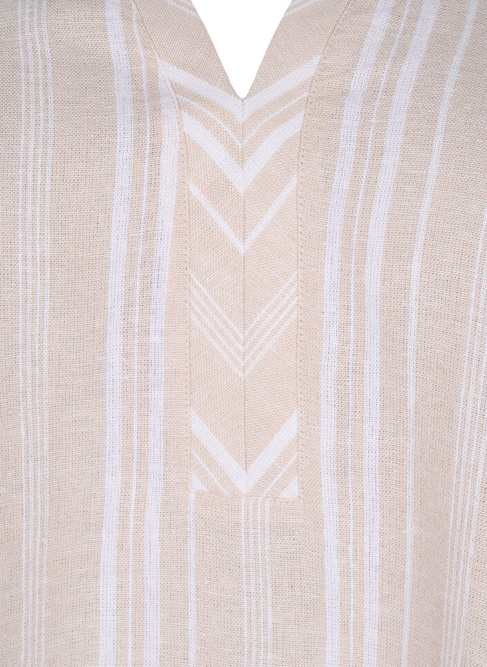 Stribet bluse i hør-viskosemix, Beige, Packshot image number 2