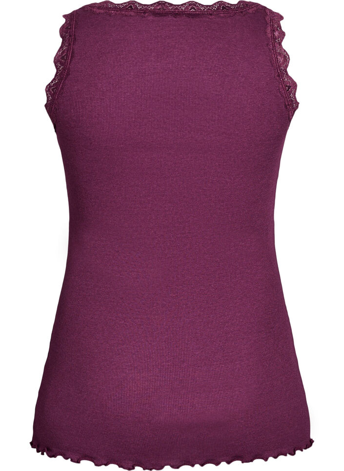 Top med blondekant, M&oslash;rk Bordeaux, Packshot image number 1
