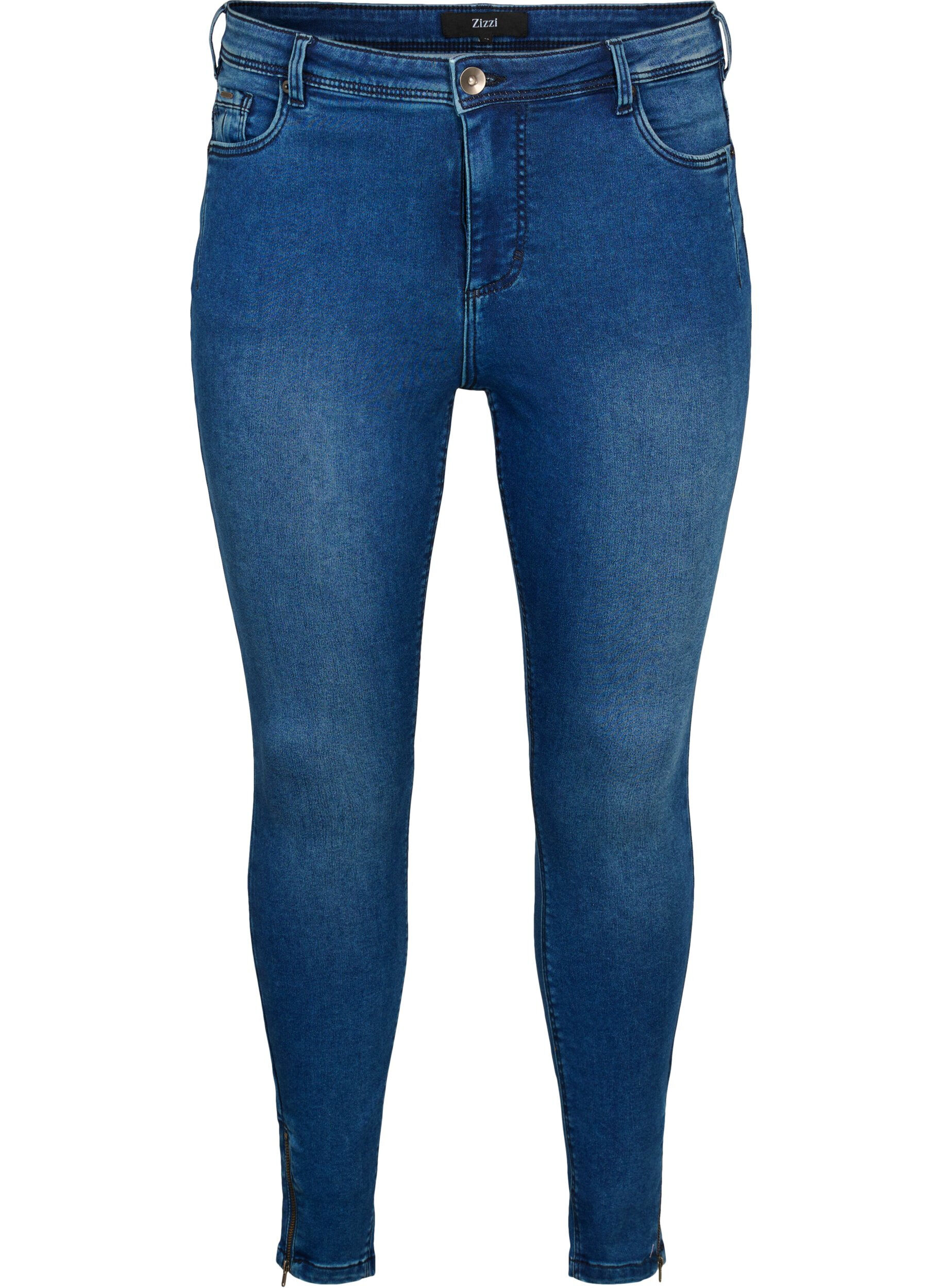 Cropped Amy jeans med lynl&aring;sdetalje