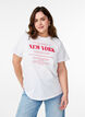 T-shirt med tekstmotiv og rund hals, Hvid, Model image number 0