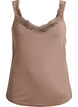 Viskose top med blondekant, Beige, Packshot image number 0