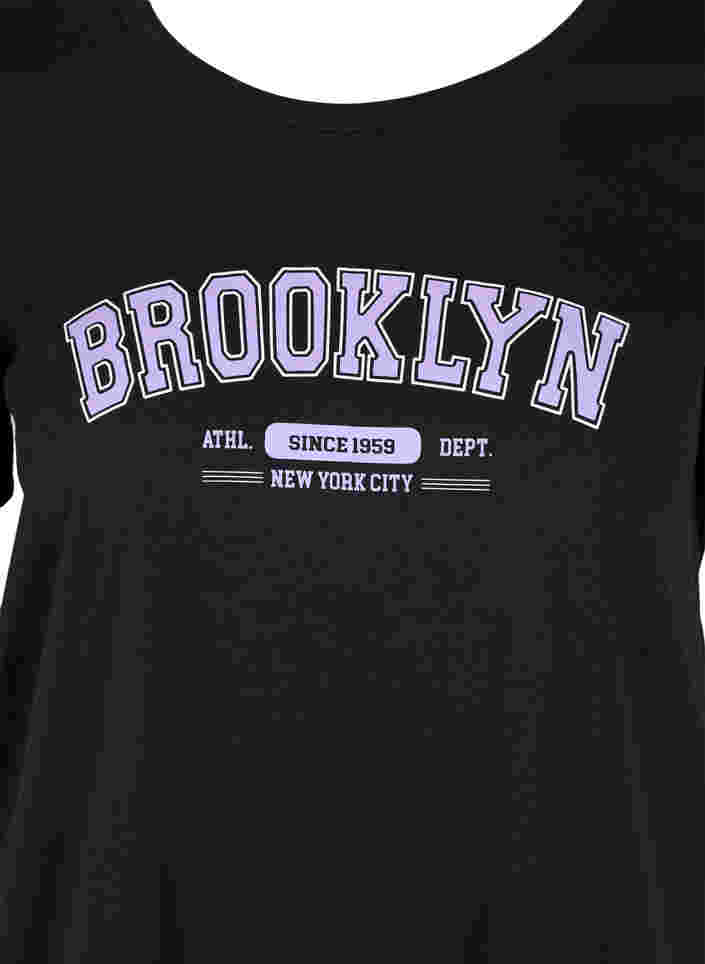 Bomulds t-shirt med tryk, Black Brooklyn, Packshot image number 2