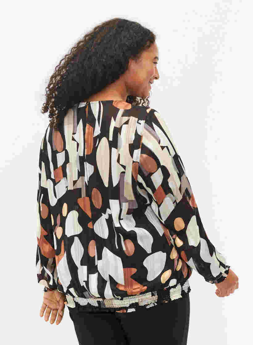Printet bluse med smock , Graphic AOP, Model image number 1