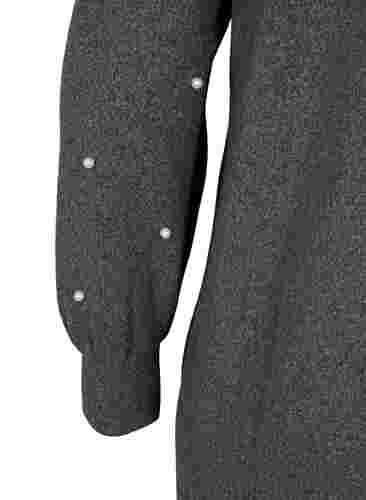 Langærmet kjole med perledetaljer, Dark Grey Melange, Packshot image number 2