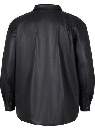 Skjorte i imiteret læder, Black, Packshot image number 1