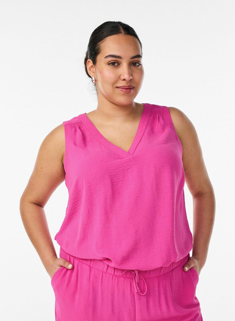 &AElig;rmel&oslash;s top med rynkedetaljer, Lyser&oslash;d, Model image number 0