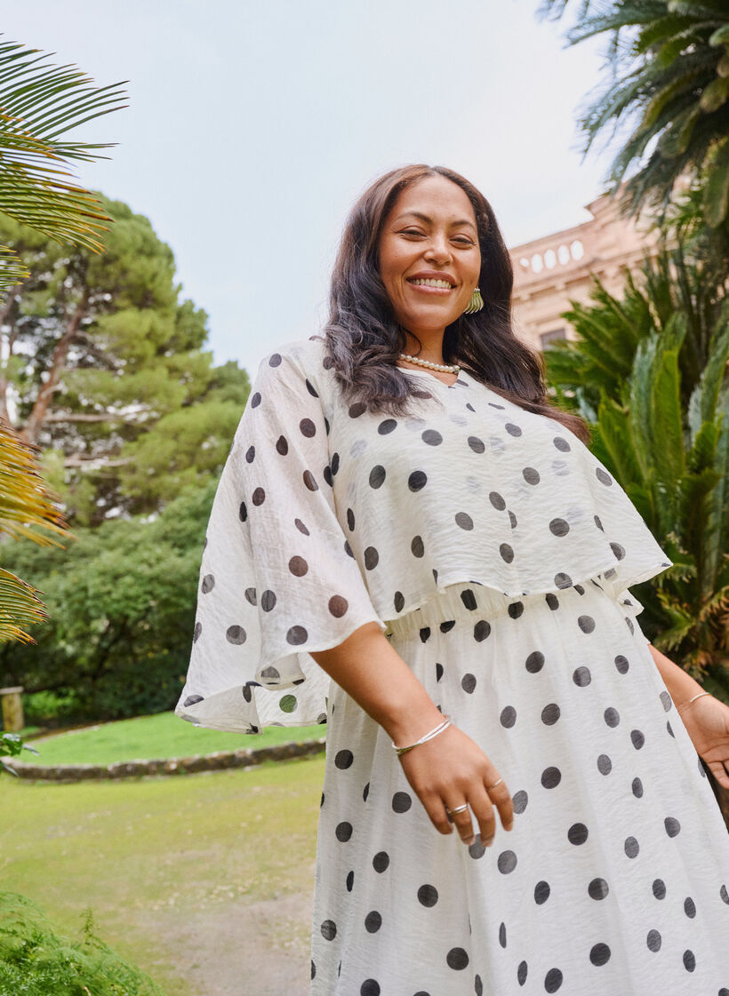 Lag-p&aring;-lag top med prikket m&oslash;nster, Vanilla, Image image number 0