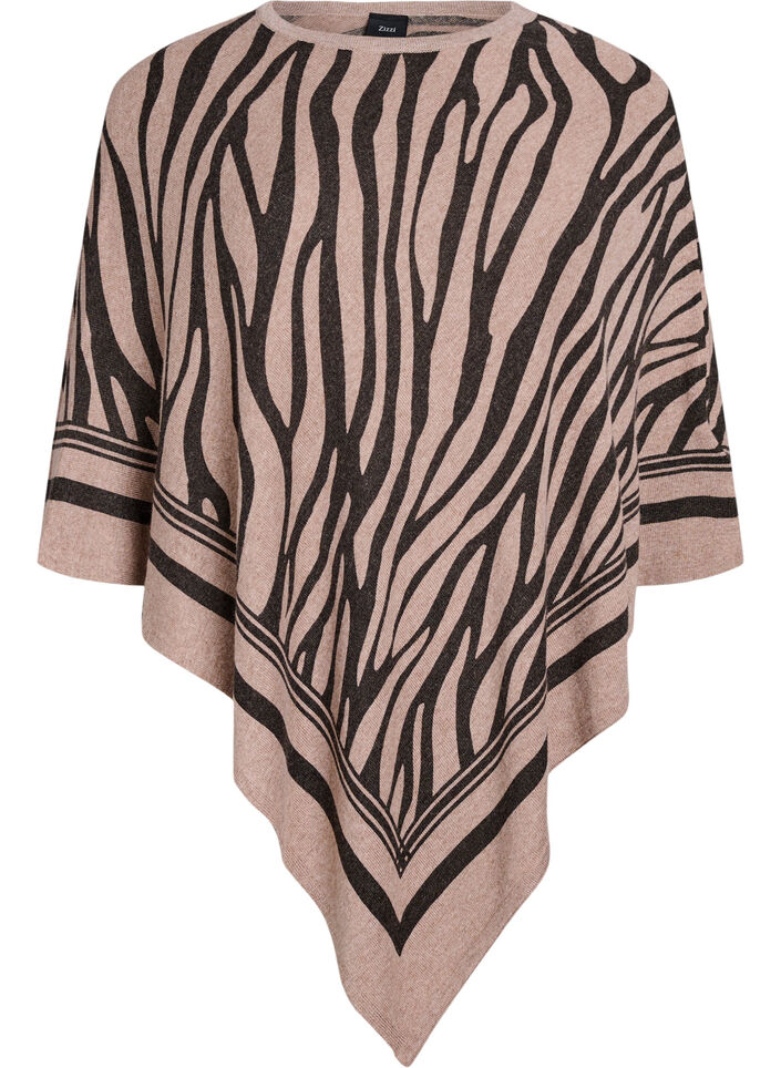 Finstrikket poncho, Sort, Packshot image number 0