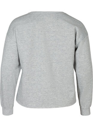 Cropped sweatshirt med rund hals, Light Grey Melange, Packshot image number 1