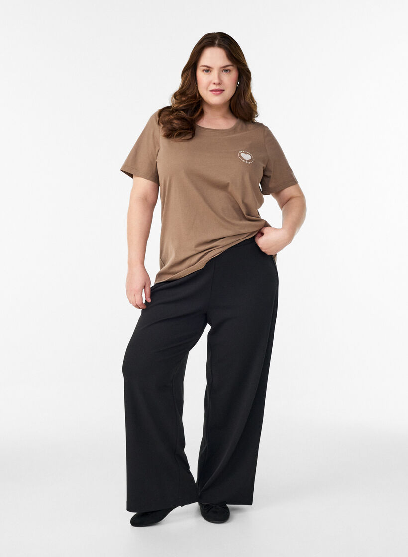 T-shirt med motiv, Brun, Model image number 1