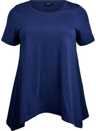 T-shirt med rund hals og A-facon, Bl&aring;