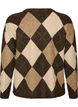 Strikbluse med argylem&oslash;nster og rhinsten, Brun, Packshot image number 1