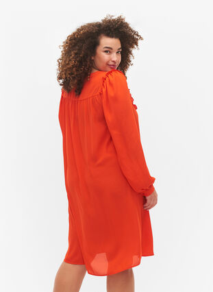 Langærmet kjole med flæser , Orange.com, Model image number 1