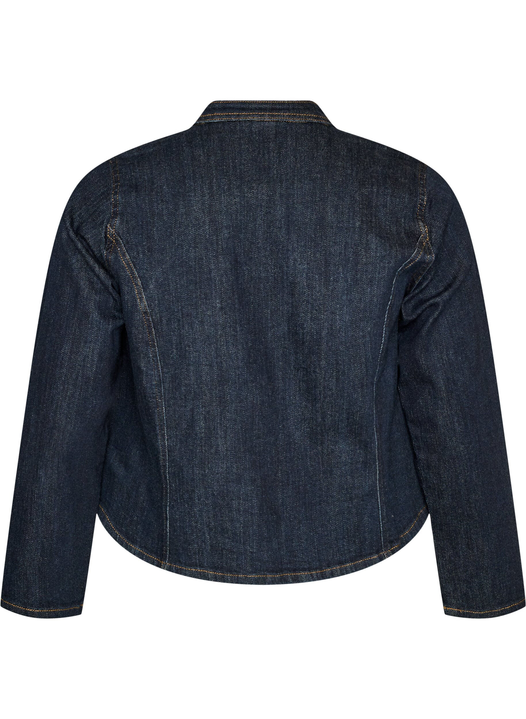 ZizziFigursyet denimjakke med lynl&aring;s, Bl&aring;, Packshot image number 1
