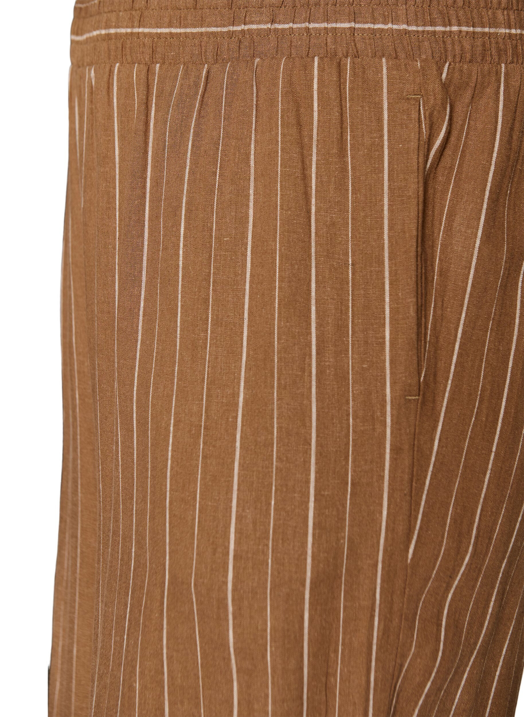 ZizziBukser i h&oslash;r og viskose med vide ben, Brun, Packshot image number 2