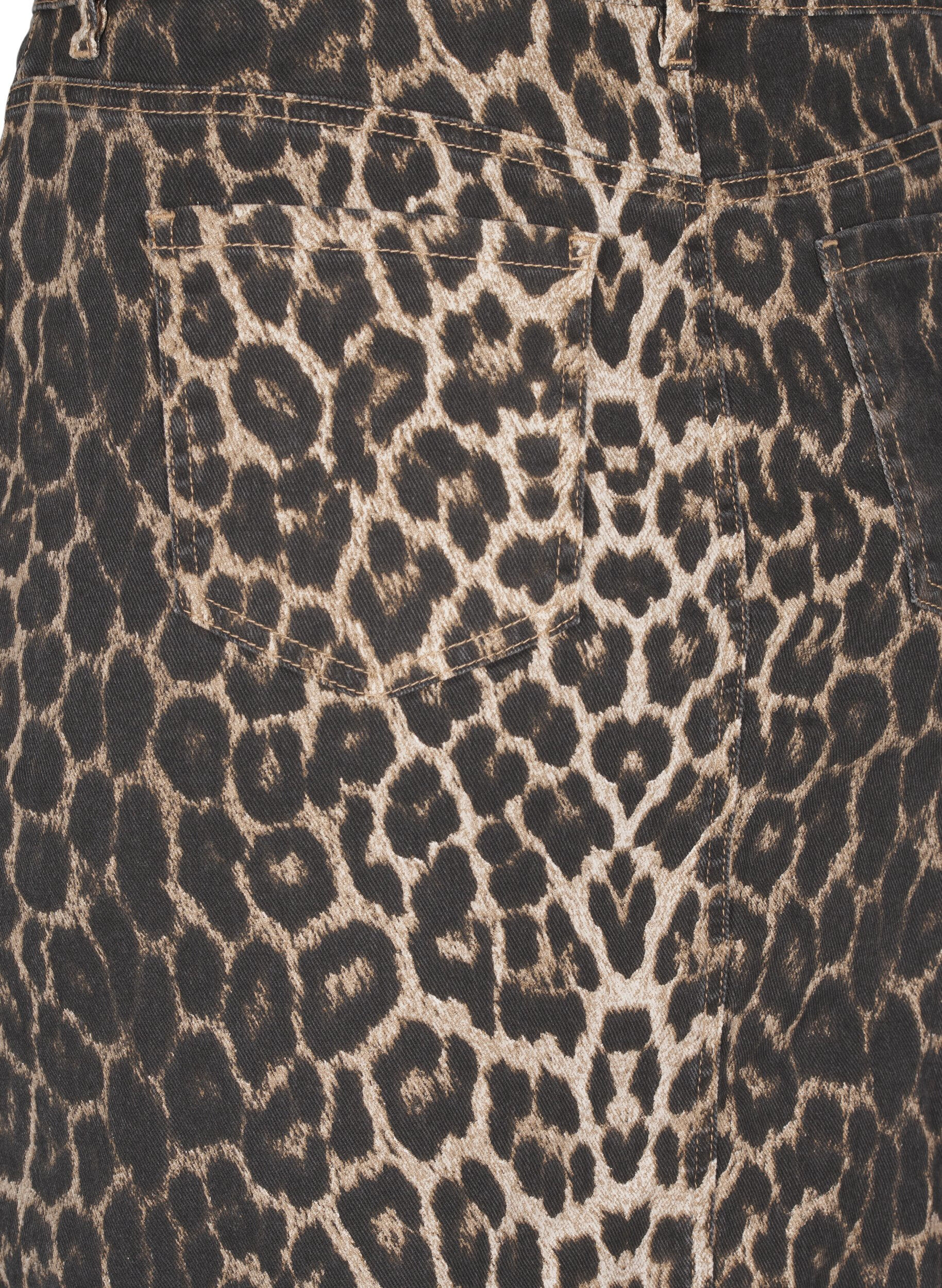 Zizzi Maxinederdel med leopardprint og frontslids, Leo AOP, Packshot image number 3