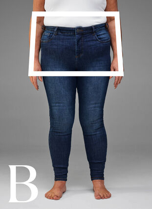Super slim jeans med høj talje, Dark Blue, Model image number 1