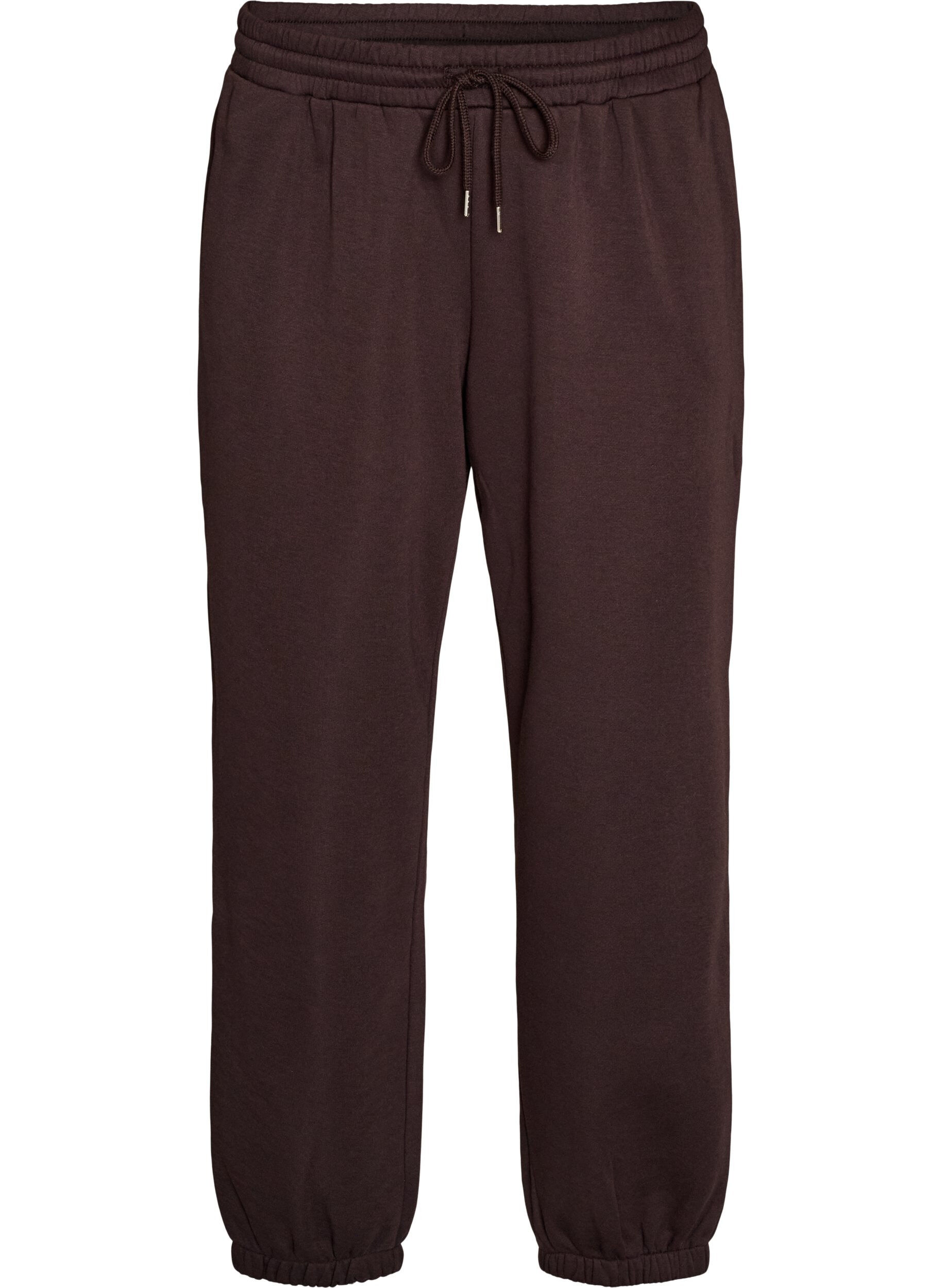 ZizziSweatpants med h&oslash;j talje og bindeb&aring;nd, Brun, Packshot image number 0