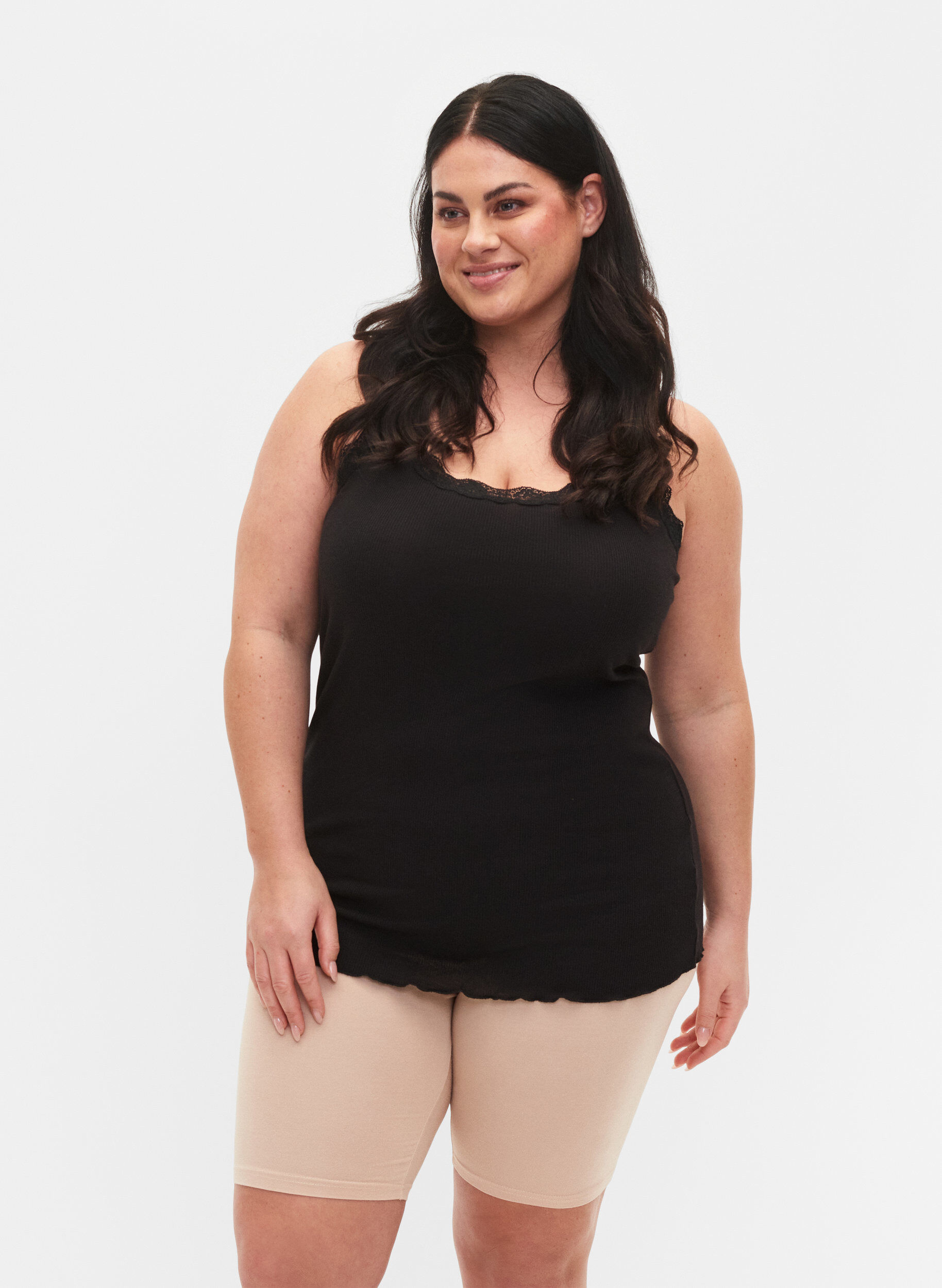 2-pak cykelshorts i viskose, Beige, Model