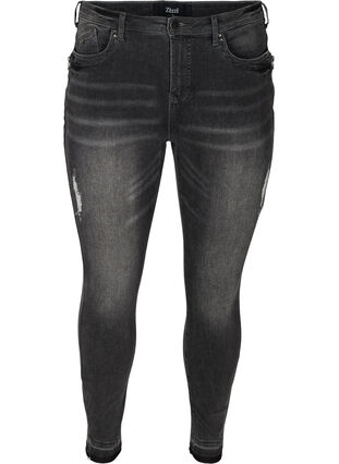 Super slim Amy jeans med slid, Grey Denim, Packshot image number 0