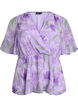 Blomstret chiffonbluse med korte &aelig;rmer, Lilla, Packshot image number 0