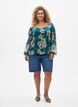 Chiffonbluse med blomster og lange &aelig;rmer , Gr&oslash;n, Model image number 1