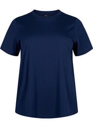 Basis t-shirt i bomuld med rund hals , Bl&aring;