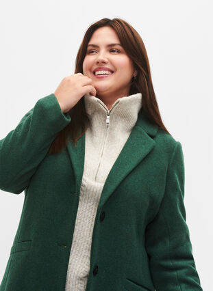 Frakke med knapper og lommer, Trekking Green Mel, Model image number 2