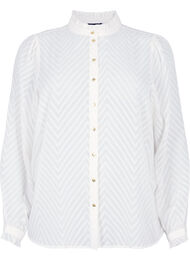 Skjortebluse med flæser og mønstret tekstur, Snow White