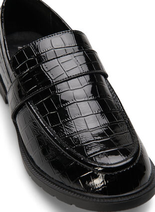 Wide fit croco loafers i læder, Black, Packshot image number 3
