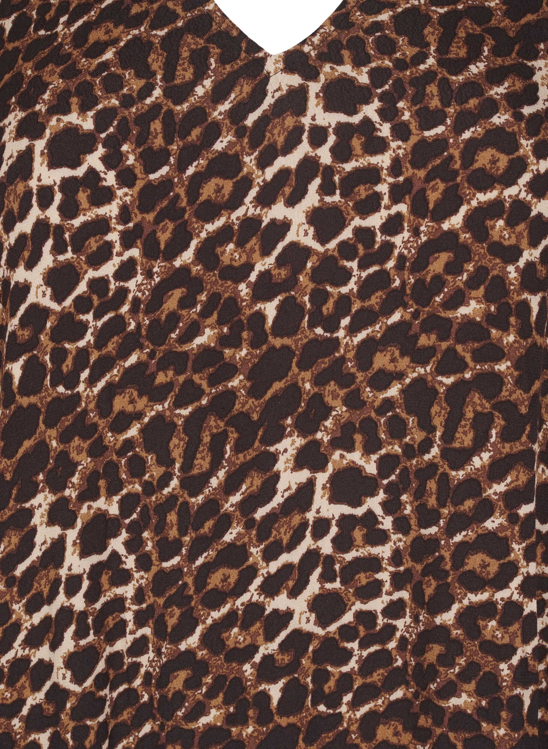 Zizzi Lang kjole med leopardprint og 3/4 &aelig;rmer, Leo AOP, Packshot image number 2