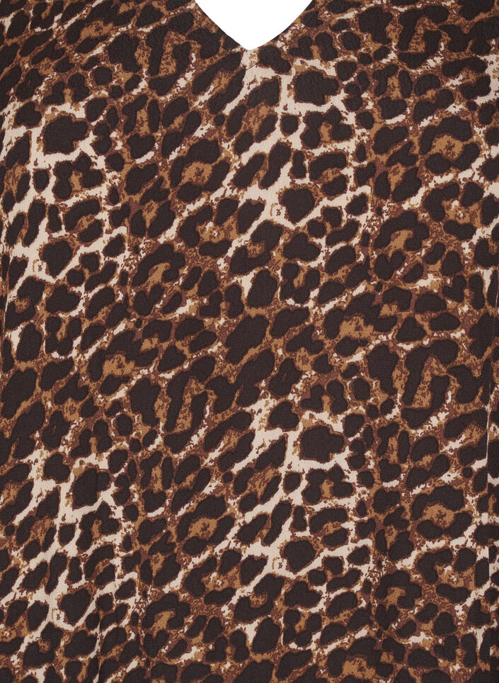 Lang kjole med leopardprint og 3/4 ærmer, Leo AOP, Packshot image number 2