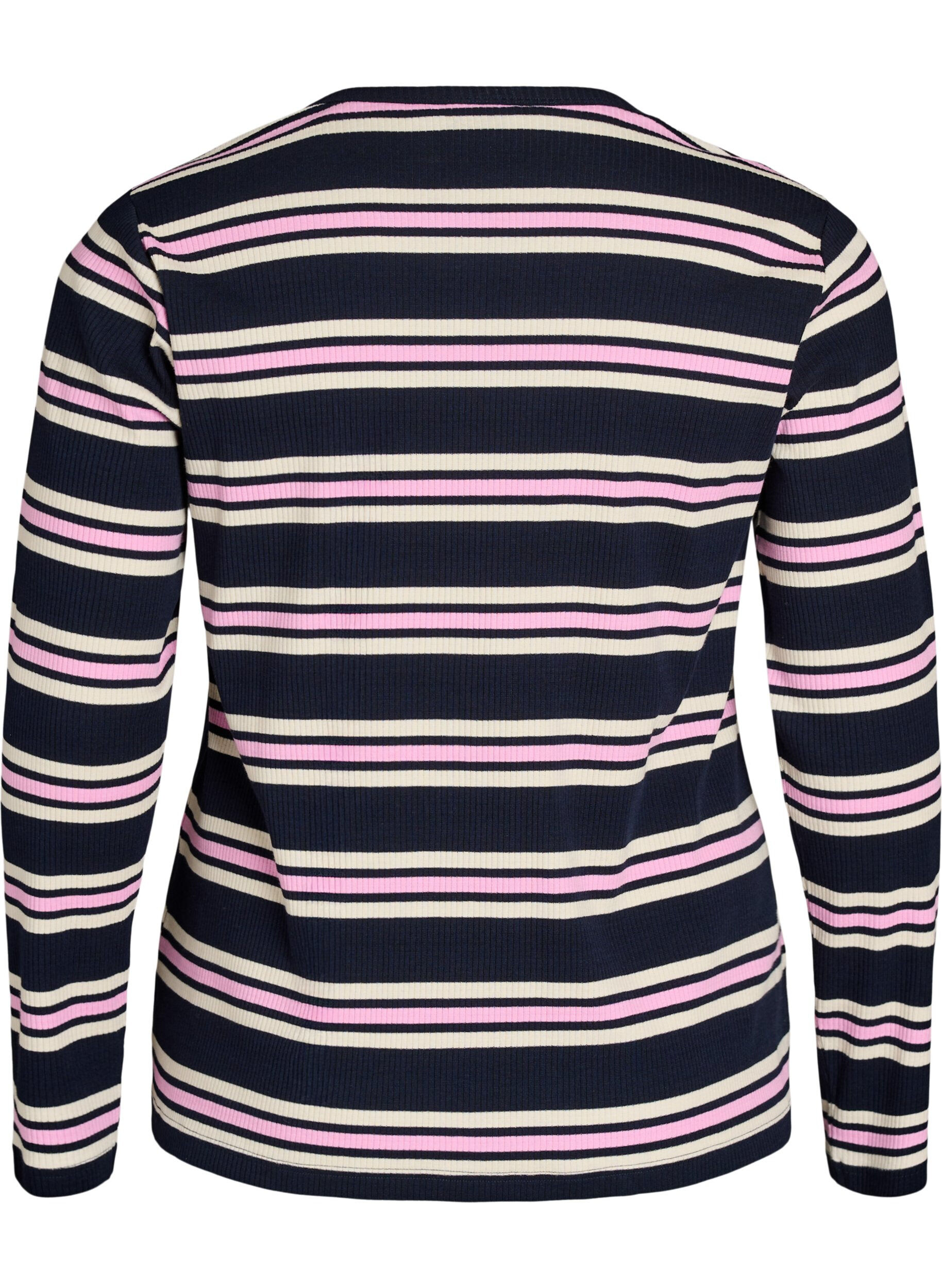 ZizziLang&aelig;rmet natbluse i rib jersey med striber, Bl&aring;, Packshot image number 1