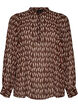 Bluse med all-over print og kort knapstolpe, Brun, Packshot image number 0