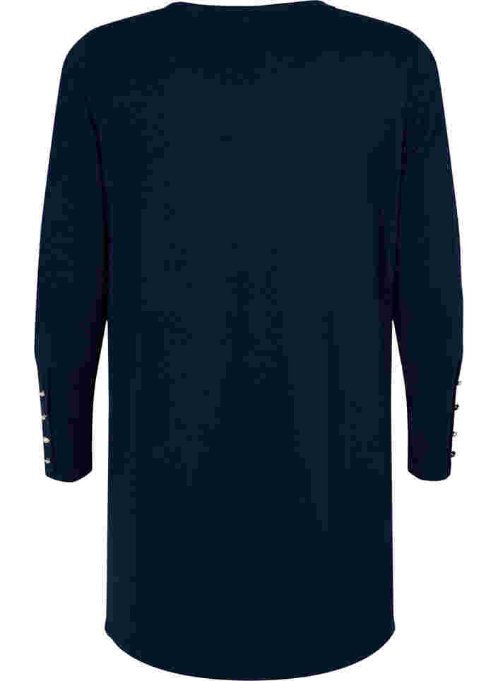 Tunika med lange ærmer og knappedetaljer, Navy Blazer, Packshot image number 1