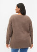 Meleret strikbluse med slids i siden, Walnut/White Mel., Model image number 1