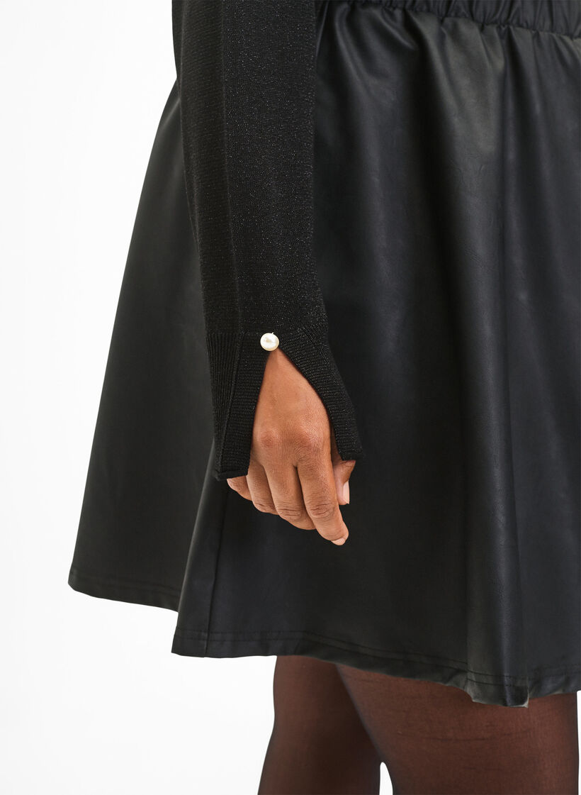 Viskose strikbluse med glimmer, Black w. DTM Lurex, Model image number 2