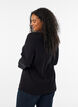 Finstrikket cardigan med stofbetrukne knapper, Sort, Model image number 2