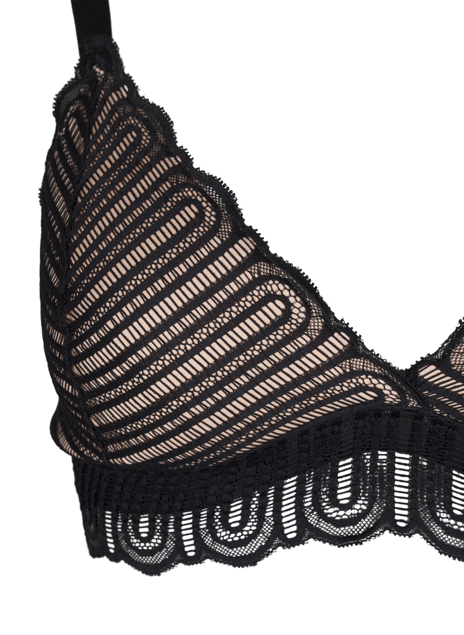 Zizzi Bralette bh med blonder og bl&oslash;d vattering, Sort, Packshot image number 3