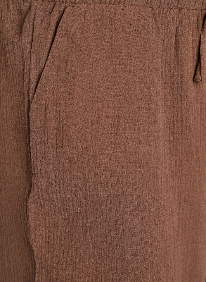 Culottebukser i bomuldsmusselin med h&oslash;j talje, Brun, Packshot image number 2