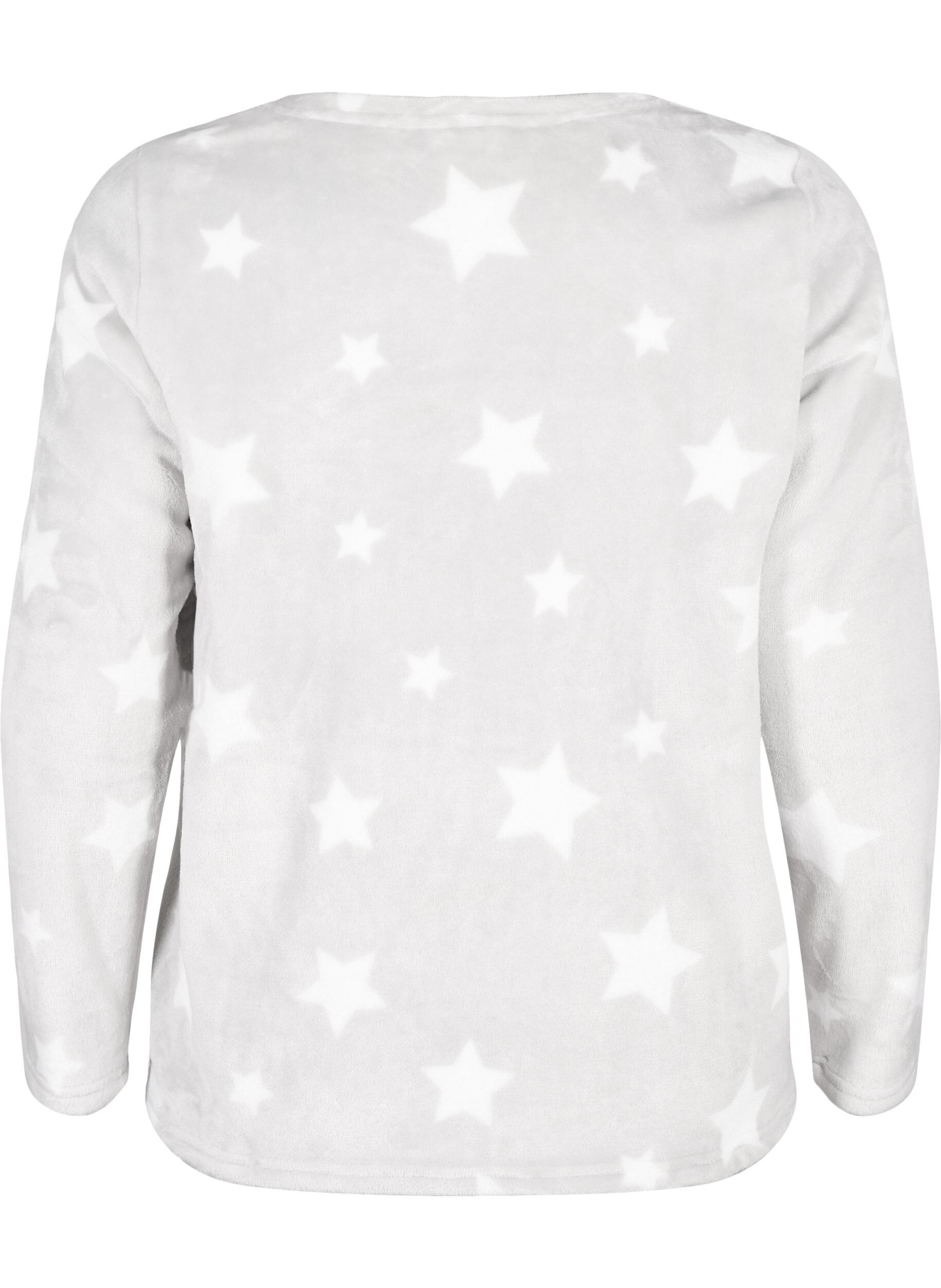 Zizzi Lang&aelig;rmet bluse med stjerner, Grey Star, Packshot image number 1