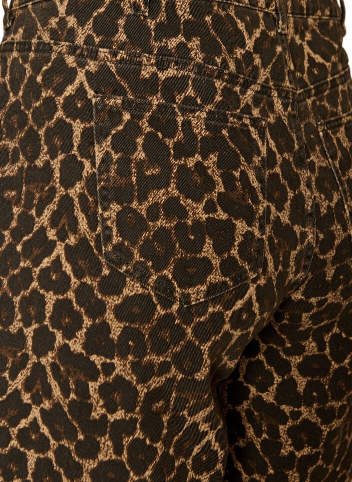 Leopardm&oslash;nstrede bermudashorts i denim, Brun, Packshot image number 3
