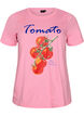T-shirt i &oslash;kologisk bomuld med tomatprint, Lyser&oslash;d, Packshot image number 0