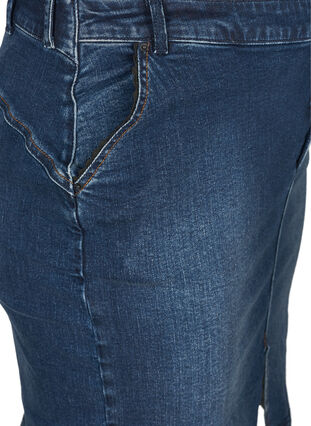 Denim nederdel med slids, Dark blue denim, Packshot image number 2