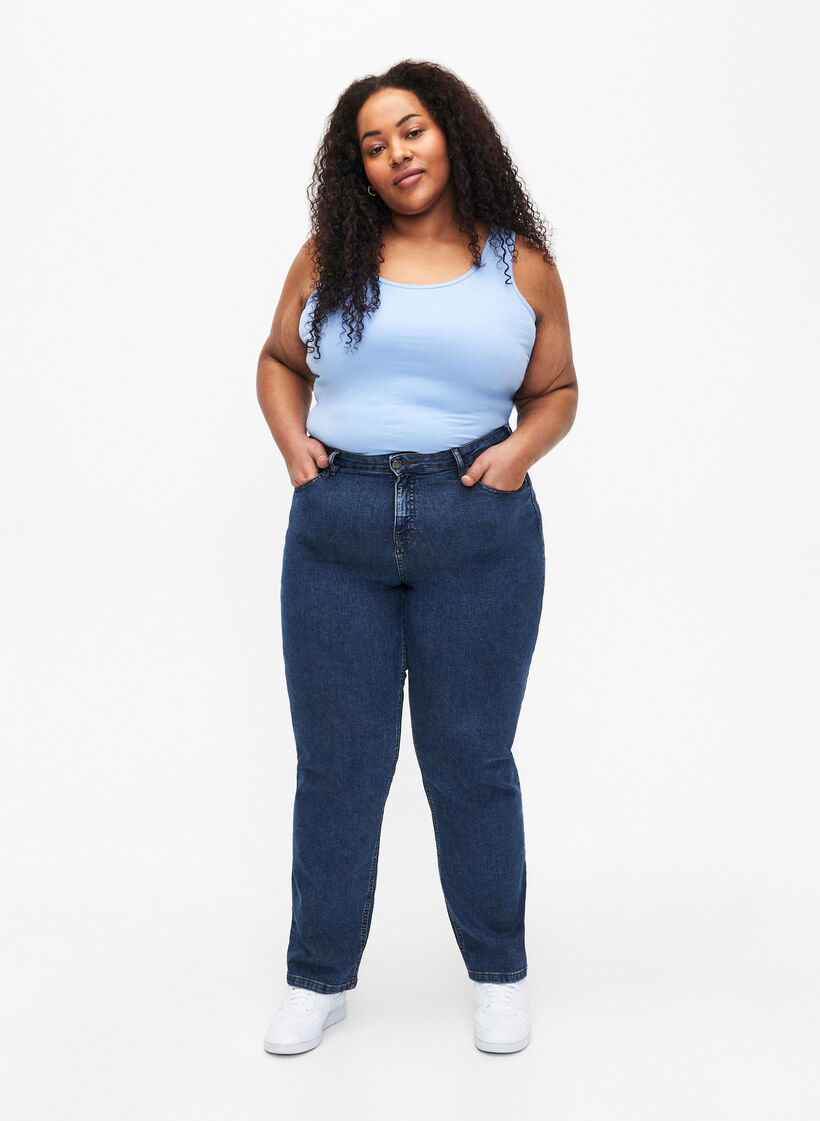 Ensfarvet basis top i bomuld, Bl&aring;, Model image number 1