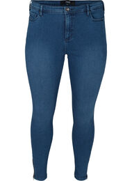 Cropped Amy jeans med høj talje og lynlås, Dark blue denim