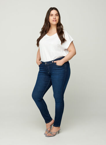 Ekstra slim Sanna jeans, Dark blue denim, Model image number 0