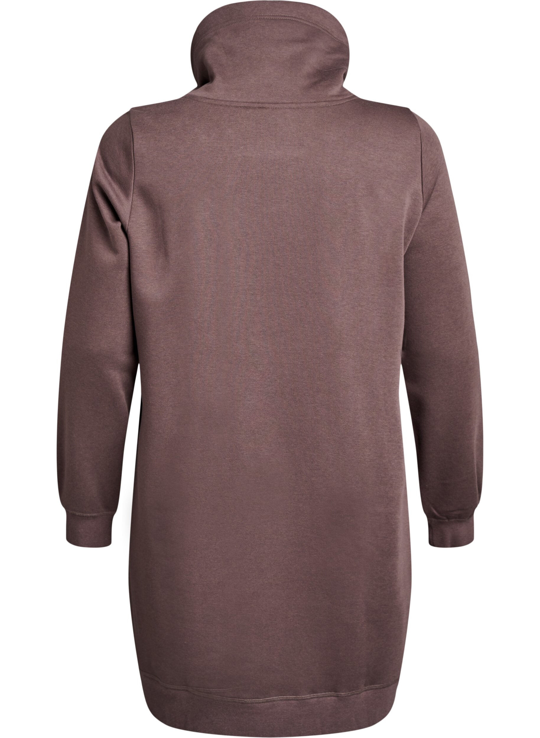 ZizziKort sweatkjole med h&oslash;j krave og lommer, Brun, Packshot image number 1